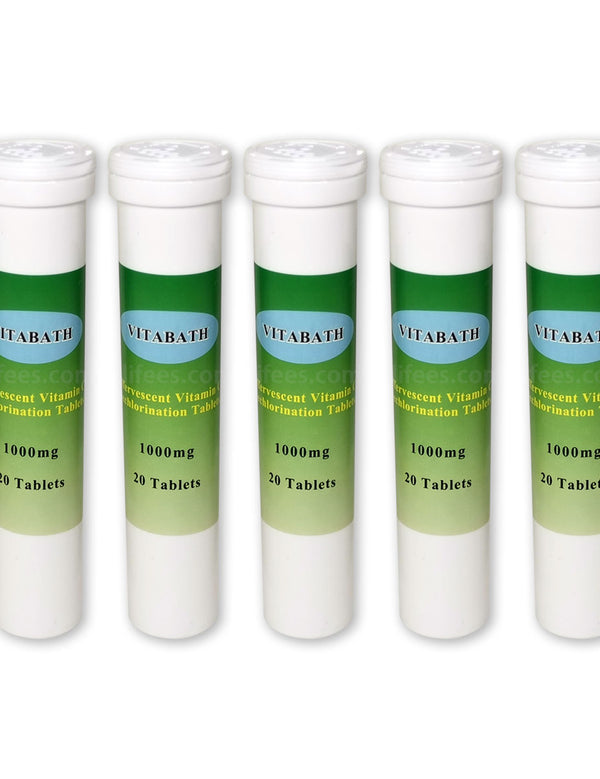 VITABATH Effervescent Vitamin C Dechlorination Tablets,1000mg, 100tablets-FULL BOX, Remove 99.99% Chlorine