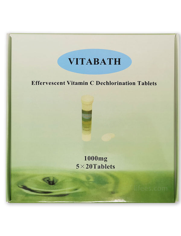 VITABATH Effervescent Vitamin C Dechlorination Tablets,1000mg, 100tablets-FULL BOX, Remove 99.99% Chlorine