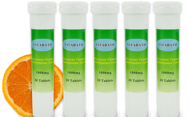 Bath water dechlorination by tablets