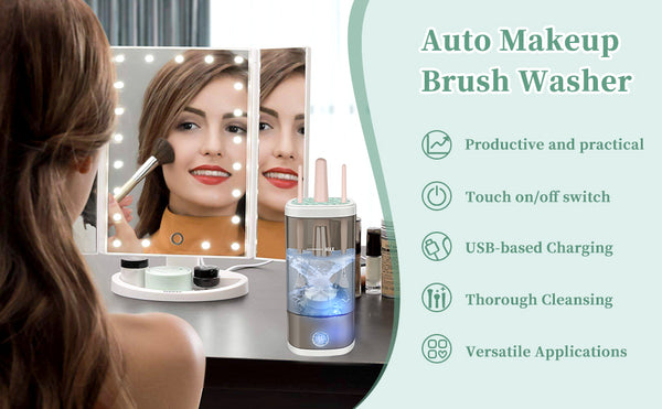 Electric Makeup Brush Cleaner Machine, Ultimate Efficient Automatic Cleaner for All Types of Makeup Brushes