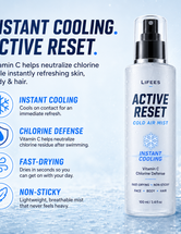 Instant Cooling Body Spray, After Swim Chlorine Removal Mist, Vitamin C Active Reset Spray for Hair & Skin, No Rinse, Non-Sticky, Post Workout & Beach (100ml)