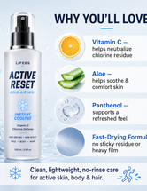 Instant Cooling Body Spray, After Swim Chlorine Removal Mist, Vitamin C Active Reset Spray for Hair & Skin, No Rinse, Non-Sticky, Post Workout & Beach (100ml)