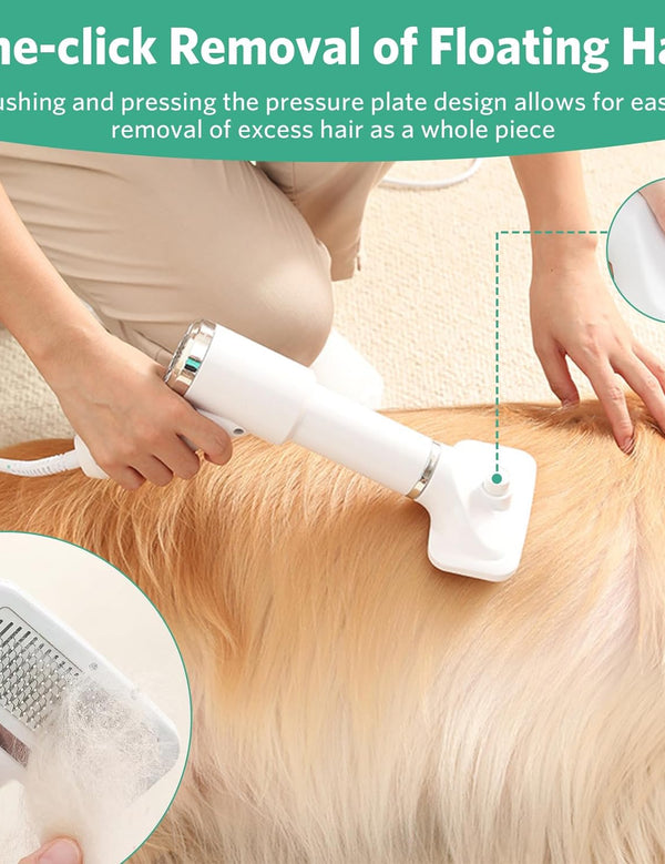 2-in-1 Pet Grooming Dryer with Adjustable Temperature and Slicker Brush for Dogs and Cats
