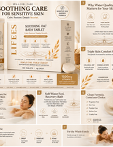 LIFEES Soothing Oat Bath Tablets for Sensitive Skin – 1500mg Vitamin C Bath Tablets for Chlorine Removal, Colloidal Oat & Sodium Lactate, Fragrance-Free Recovery Bath, Soft Water Feel, 100 Tablets