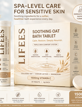 LIFEES Soothing Oat Bath Tablets for Sensitive Skin – 1500mg Vitamin C Bath Tablets for Chlorine Removal, Colloidal Oat & Sodium Lactate, Fragrance-Free Recovery Bath, Soft Water Feel, 100 Tablets