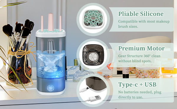 Electric Makeup Brush Cleaner Machine, Ultimate Efficient Automatic Cleaner for All Types of Makeup Brushes