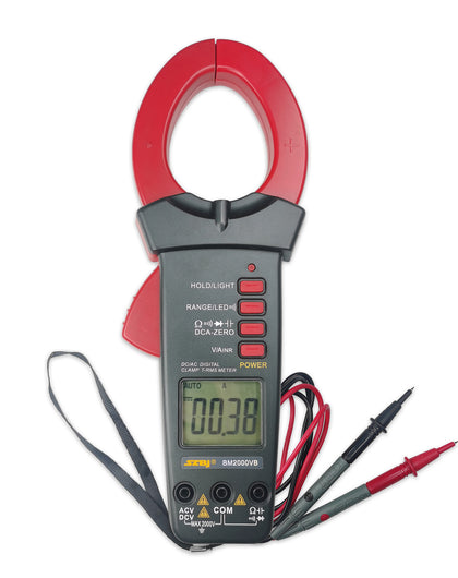 High Voltage Digital Clamp Meter Max 2000V-2000A Auto-ranging, Measuring AC/DC Voltage & Current, Resistance, Capacitance, Continuity, Live Wire test.