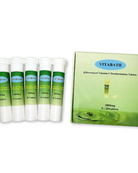VITABATH Effervescent Vitamin C Dechlorination Tablets,1000mg, 100tablets-FULL BOX, Remove 99.99% Chlorine